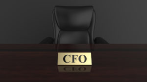 Nameplate with CFO printed on it.